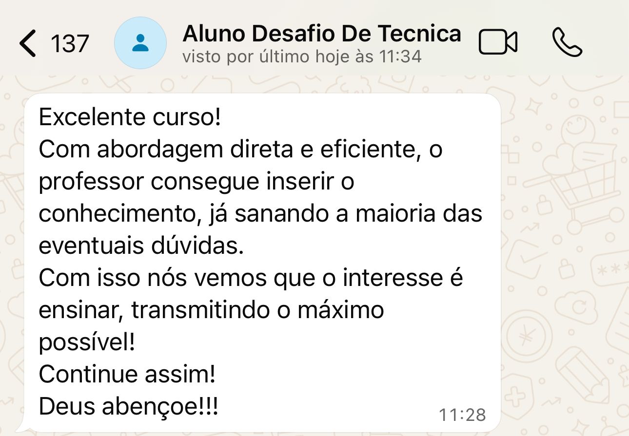 Depoimento de aluno do Desafio de Técnica